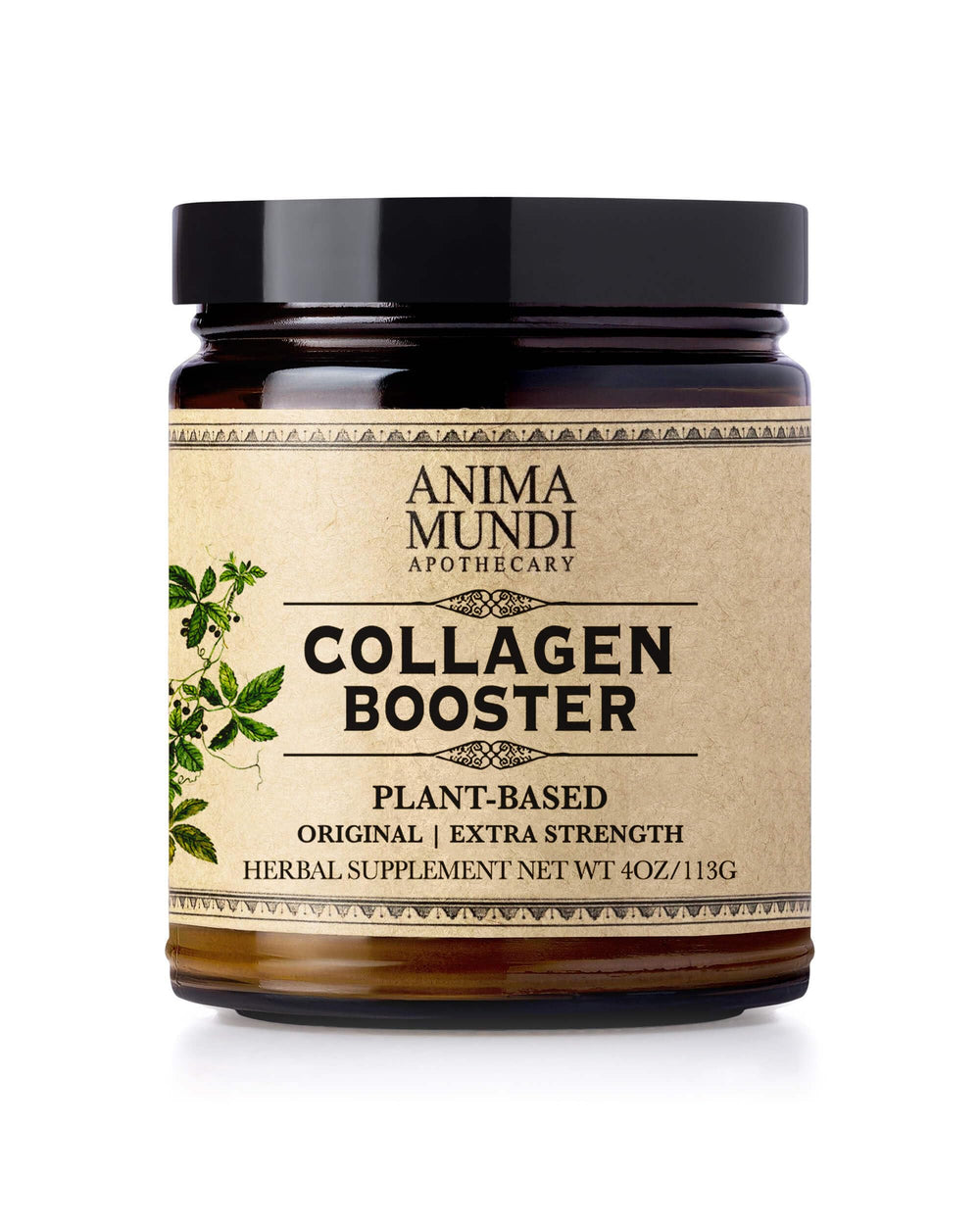 Front view of Anima Mundi Vegan Collagen Powder 4oz packaging