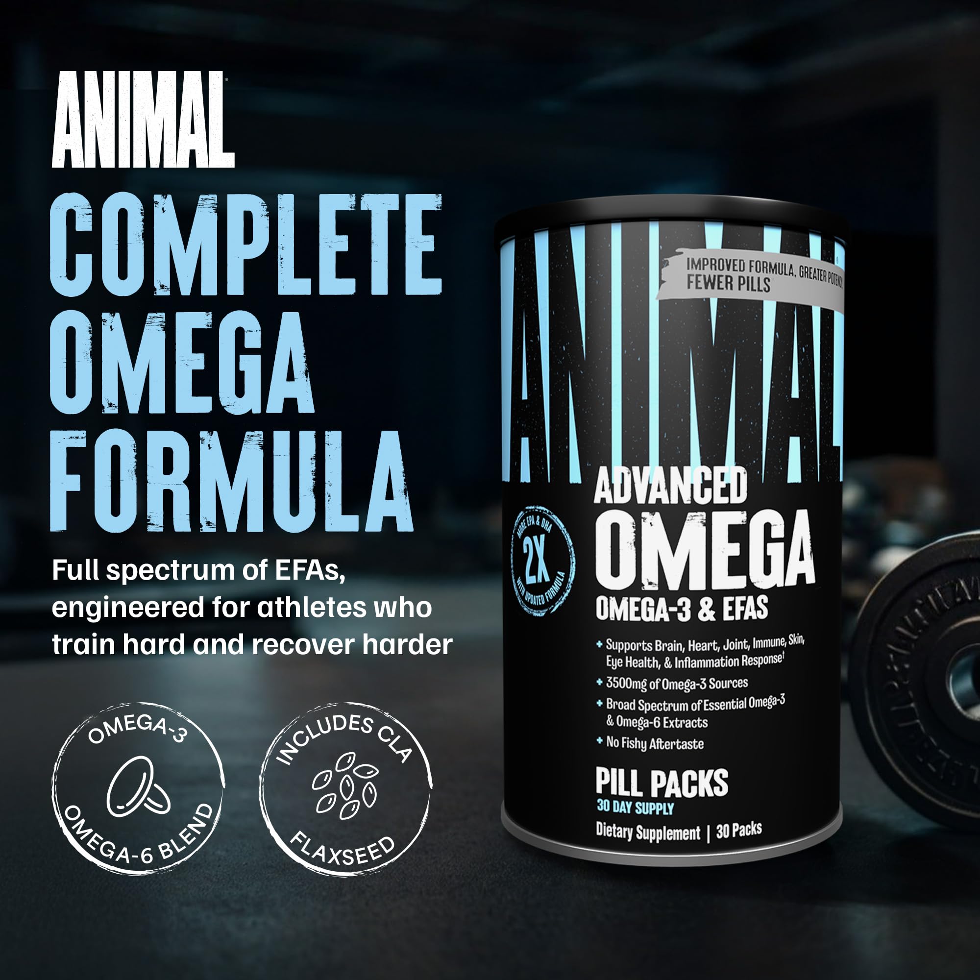Detailed label on Animal Advanced Omega-3 Pack