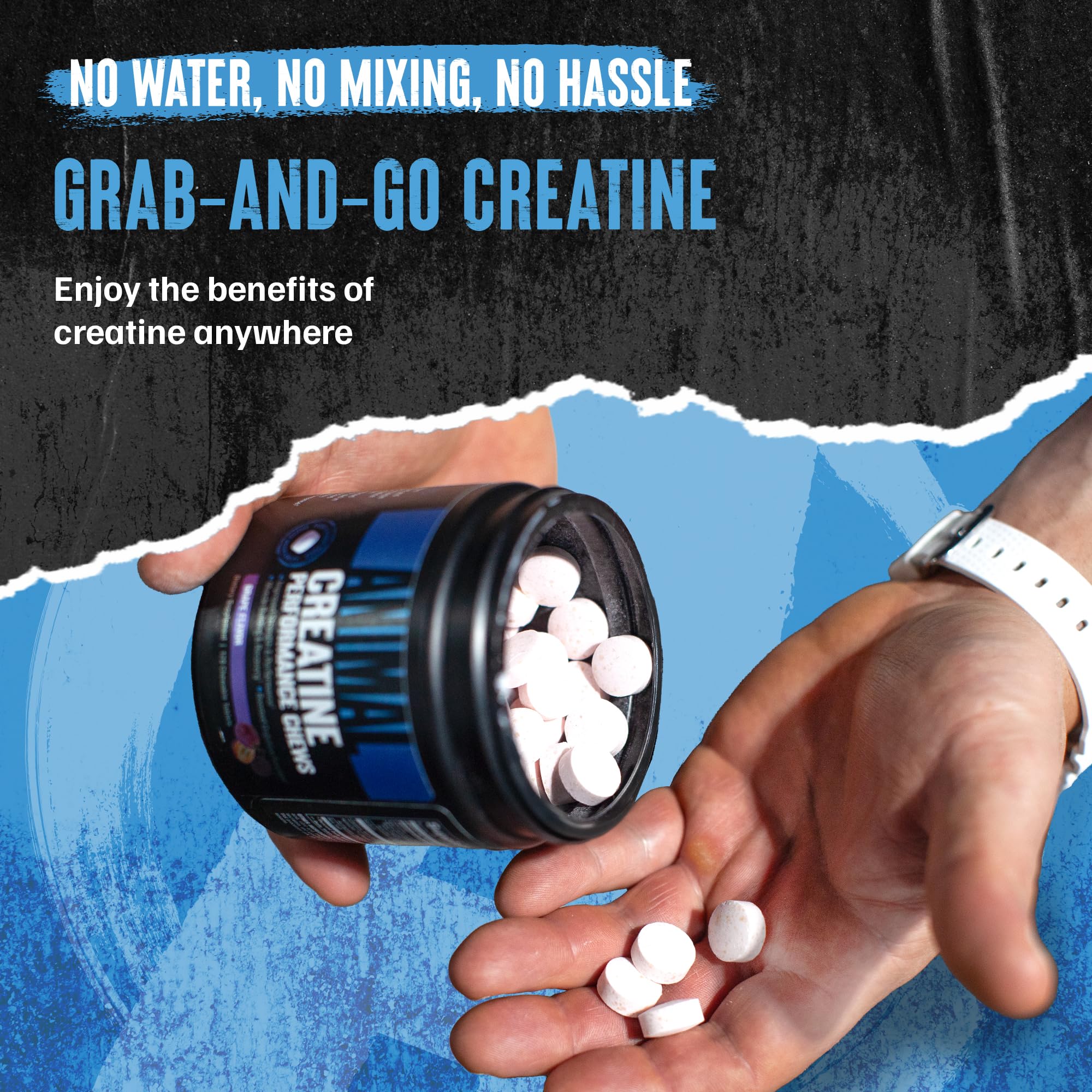 Packaging of Animal Creatine Chews grape flavor