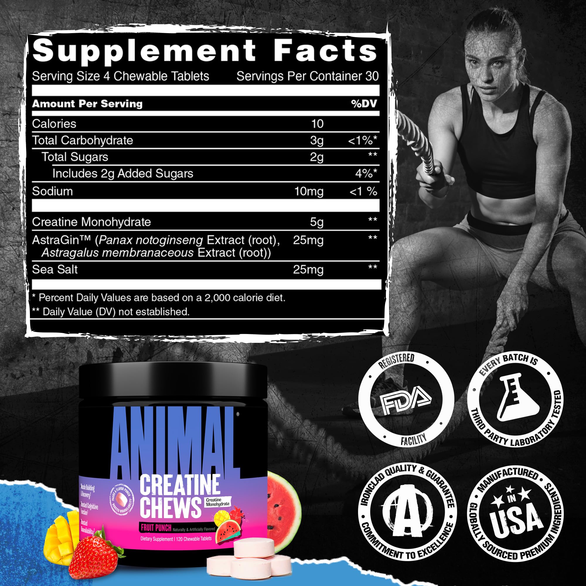 Animal Creatine Chews sea salt infusion supports hydration and pumps during workouts
