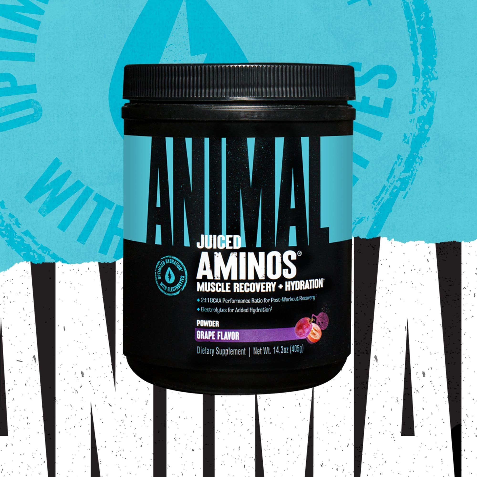 Close-up of BCAA and EAA matrix on Animal Juiced Aminos label