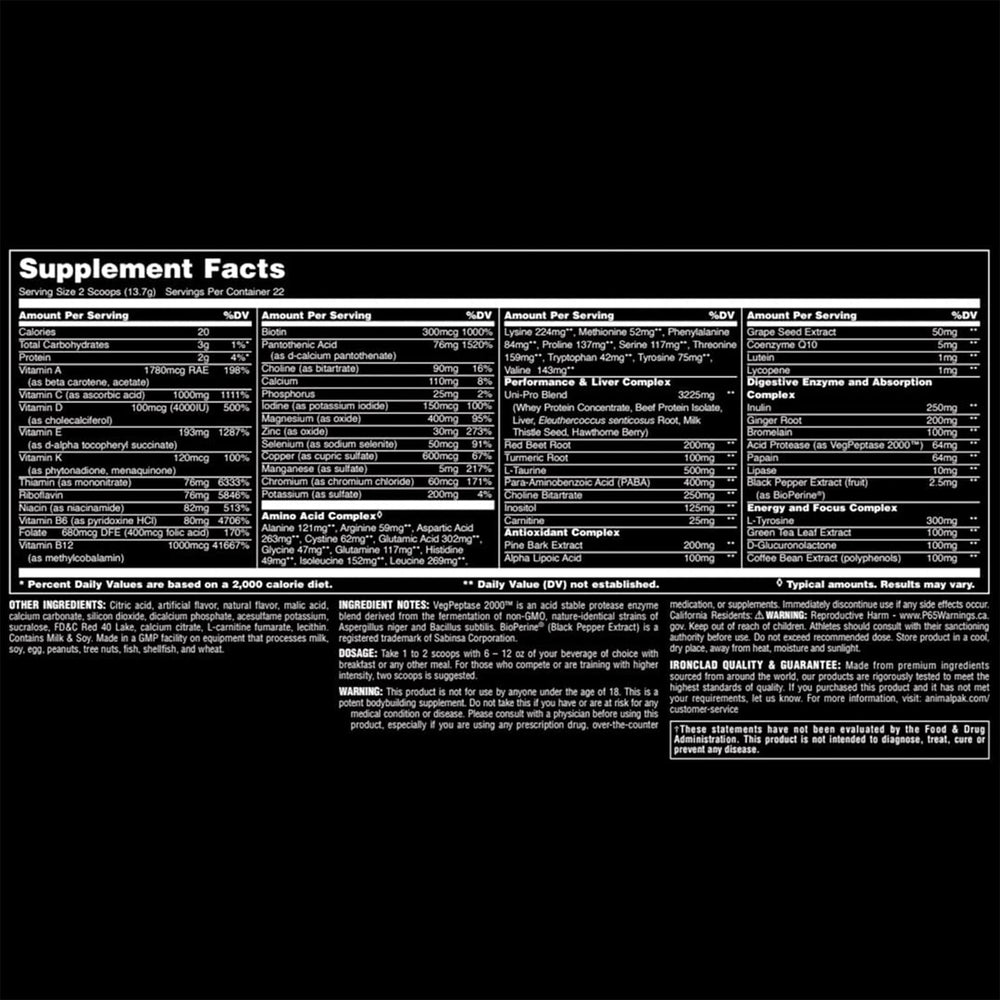 Performance athletes using Animal Pak during training