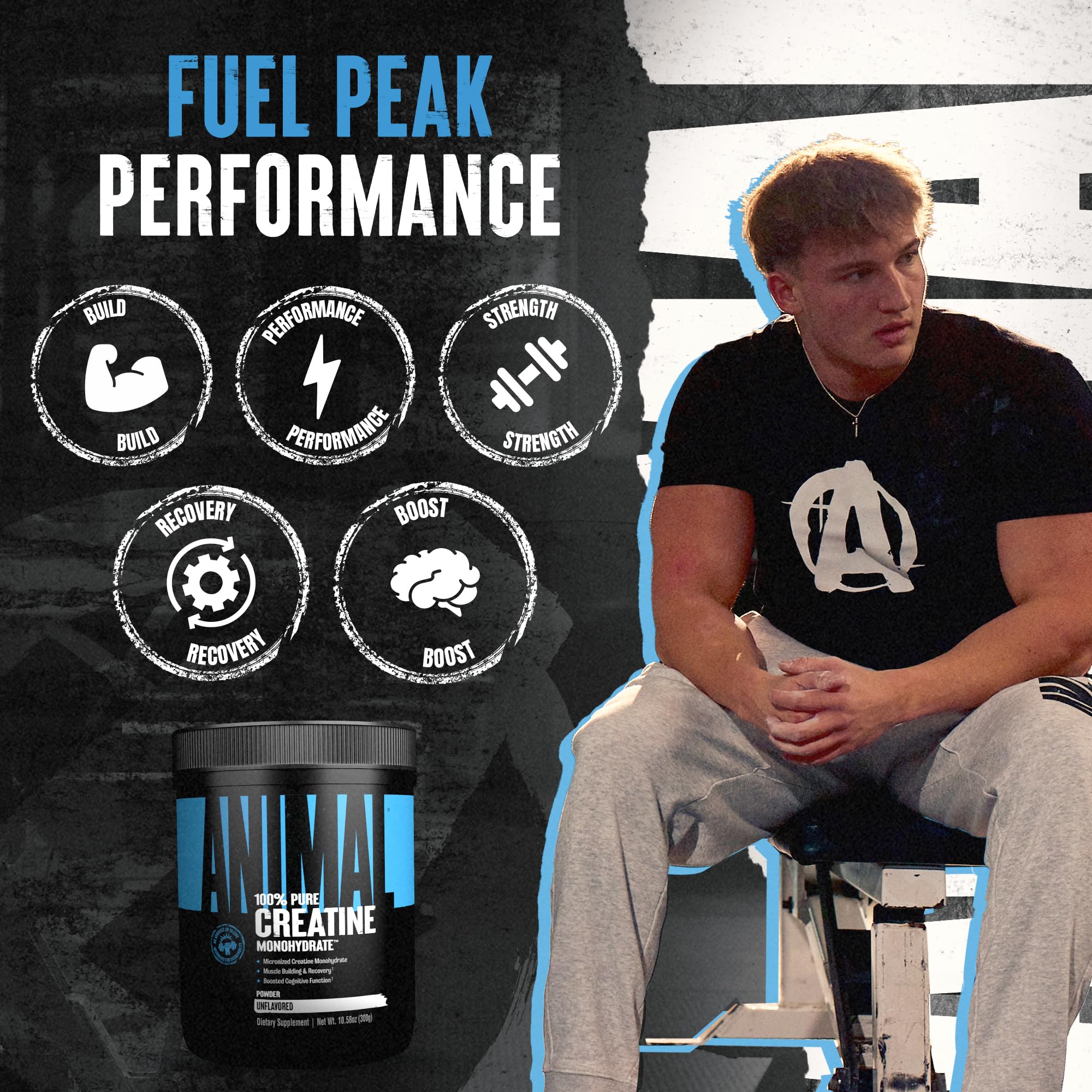 Unflavored creatine monohydrate powder label