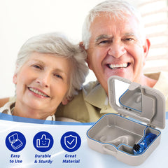 Impact resistant denture bath case for soaking and storage