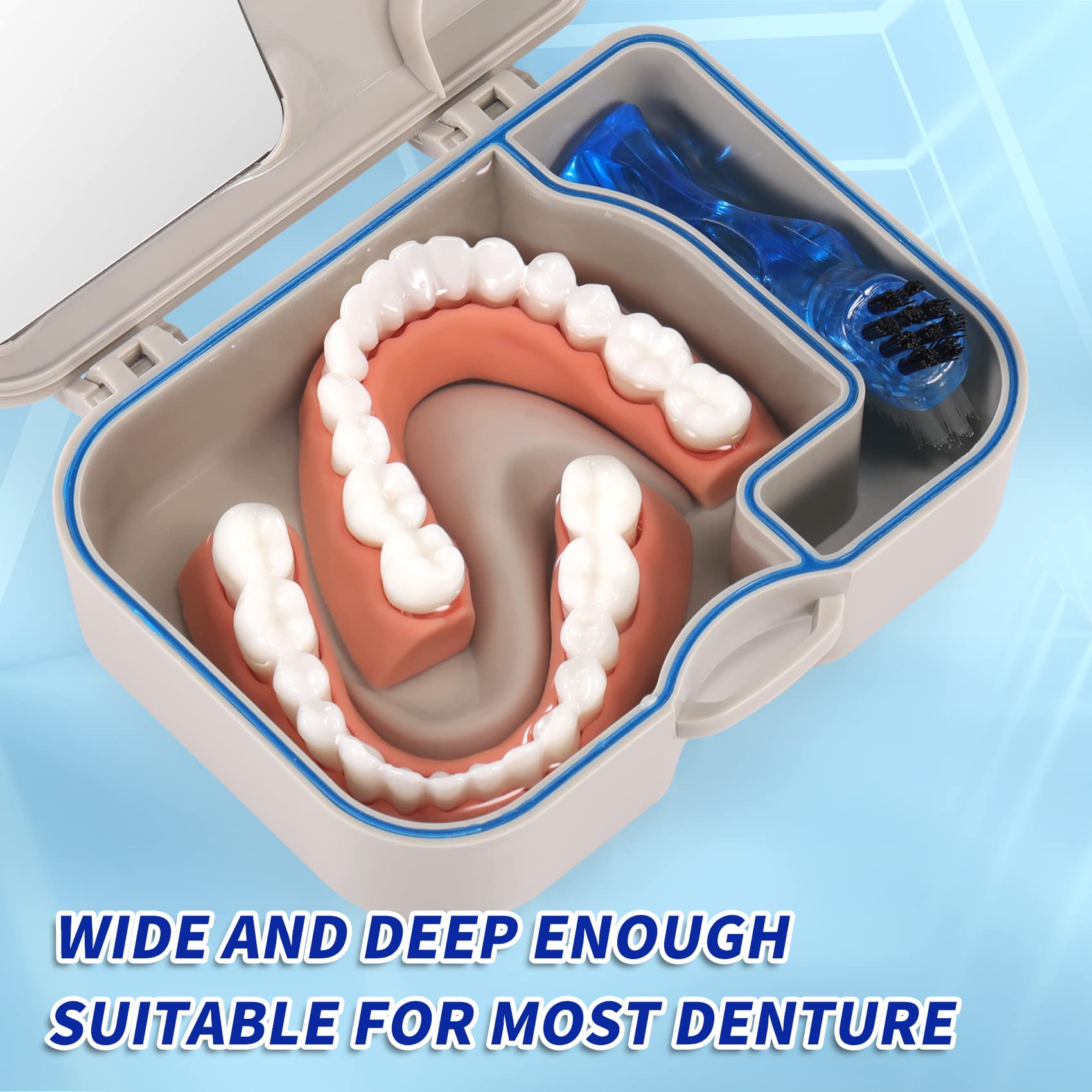 Dishwasher safe denture cleaning container