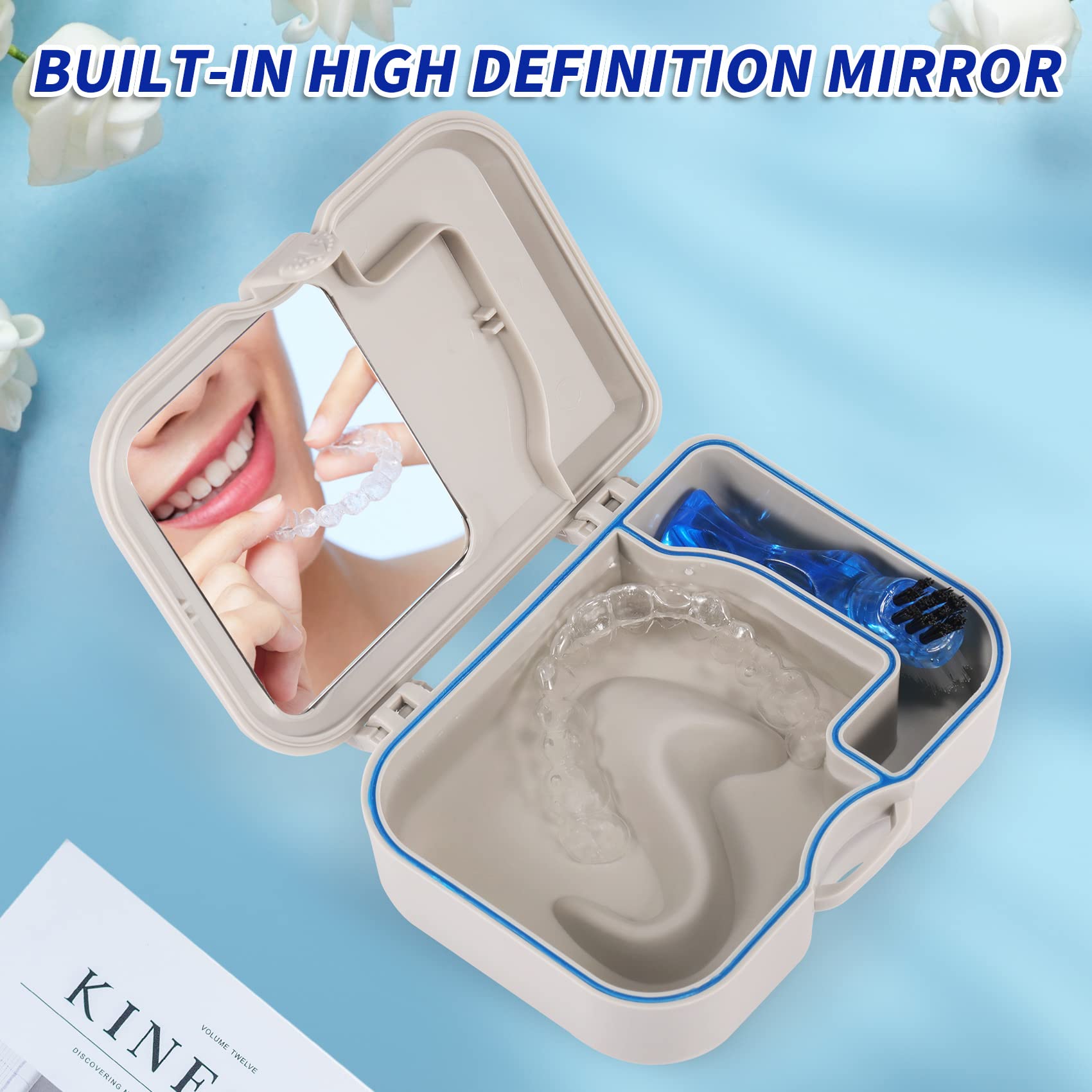 Mouth guard storage case with mirror