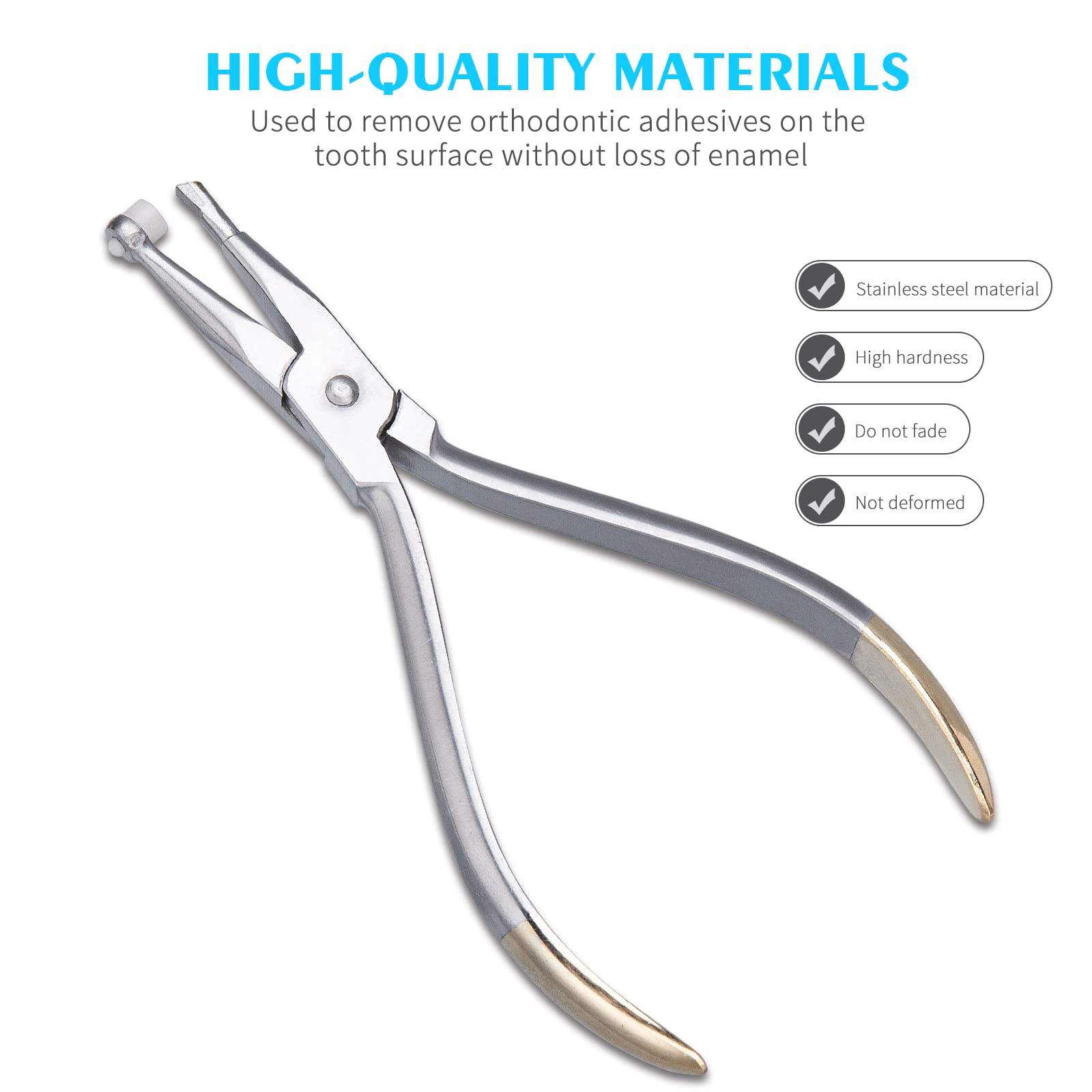 Close-up of plier jaws for adhesive removal in dental use