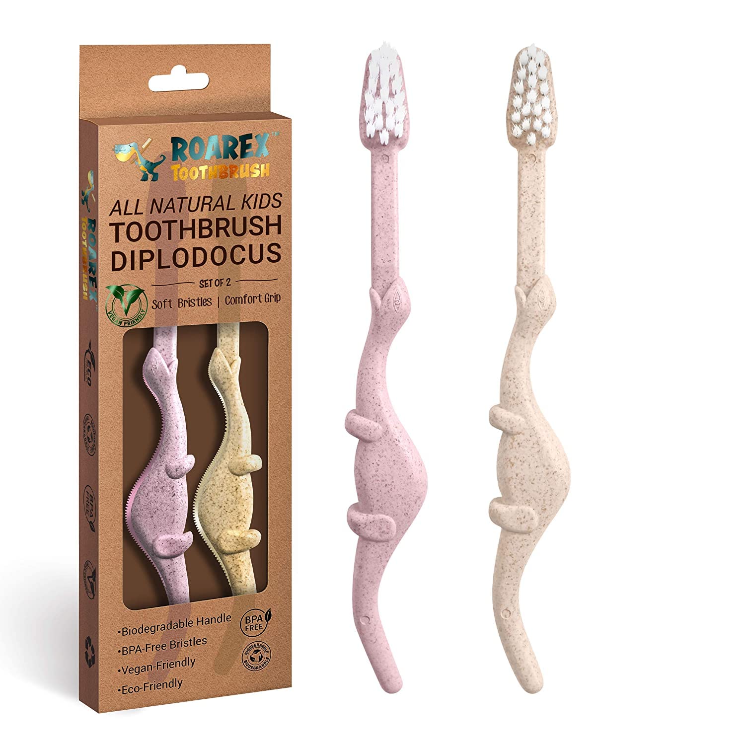 ANPEI ROARex vegan kids toothbrush with dinosaur design