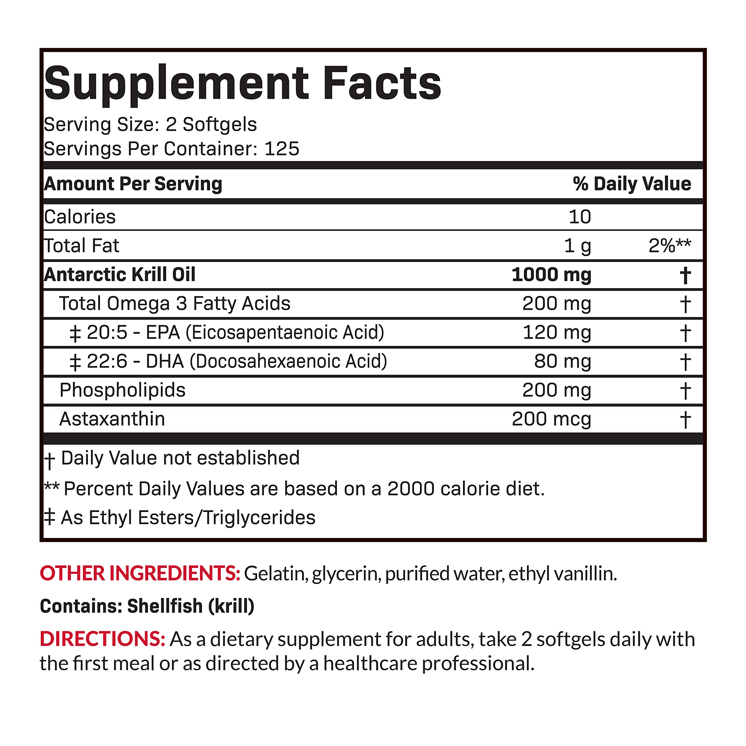 Serving size information on label