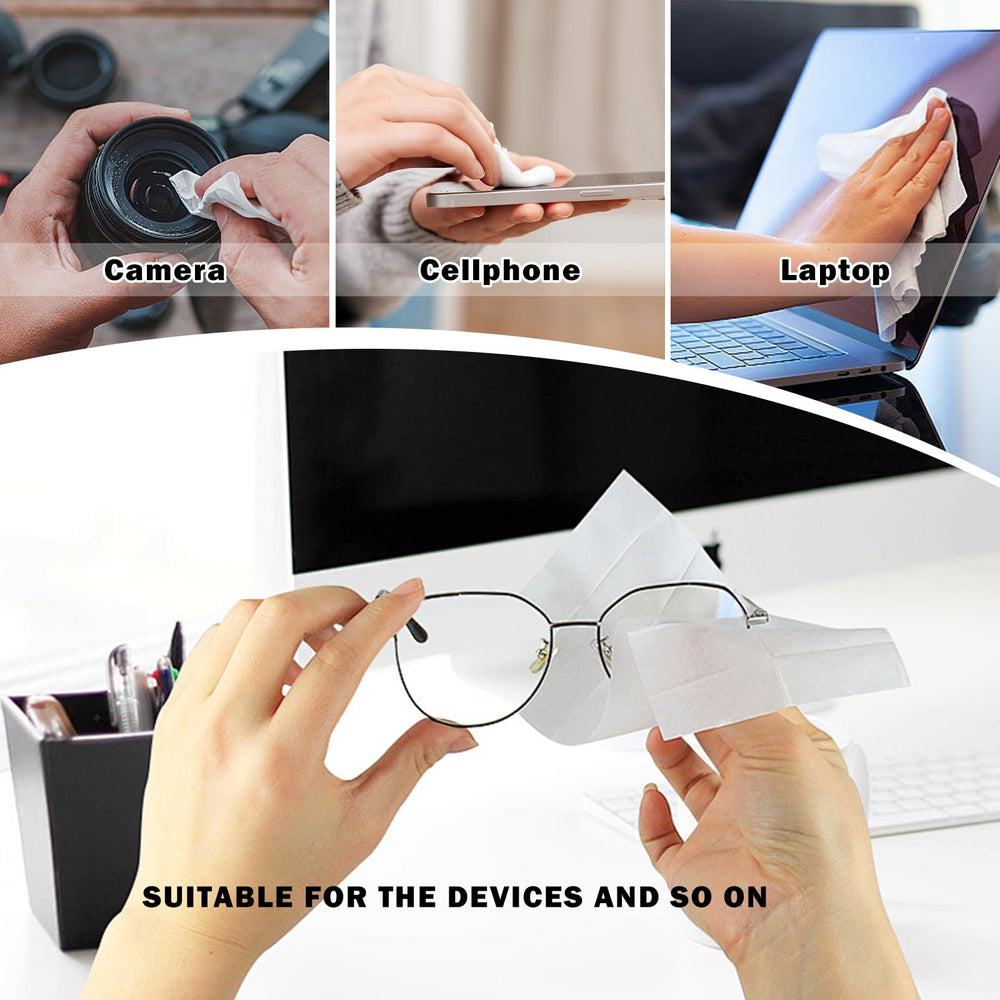 Anti-fog wipes cleaning a smartphone screen