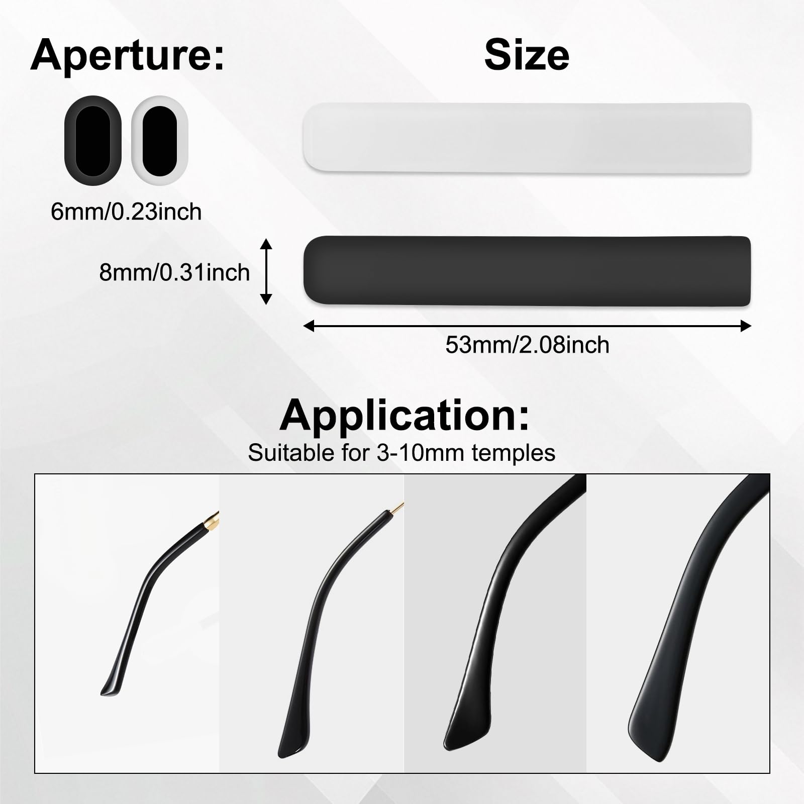 Anti-slip eyeglass ear grips on temple tip