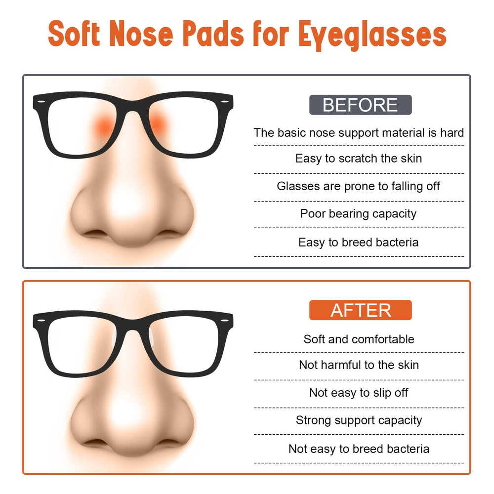 Anti-slip silicone nose pads on glasses
