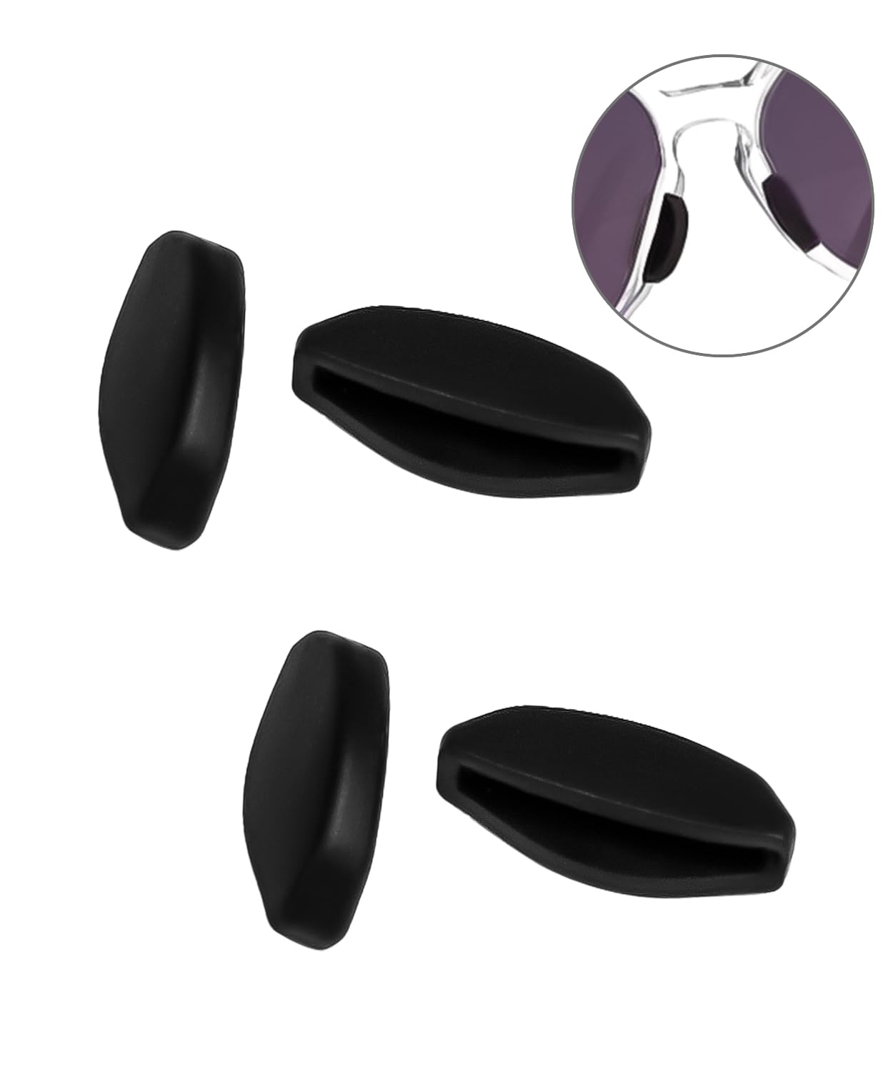 Anti-slip silicone nose pads for Oakley Sielo OO9288/OO9480, 2 pairs in black