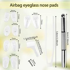 Anti-slip silicone nose pads fitted to eyeglasses