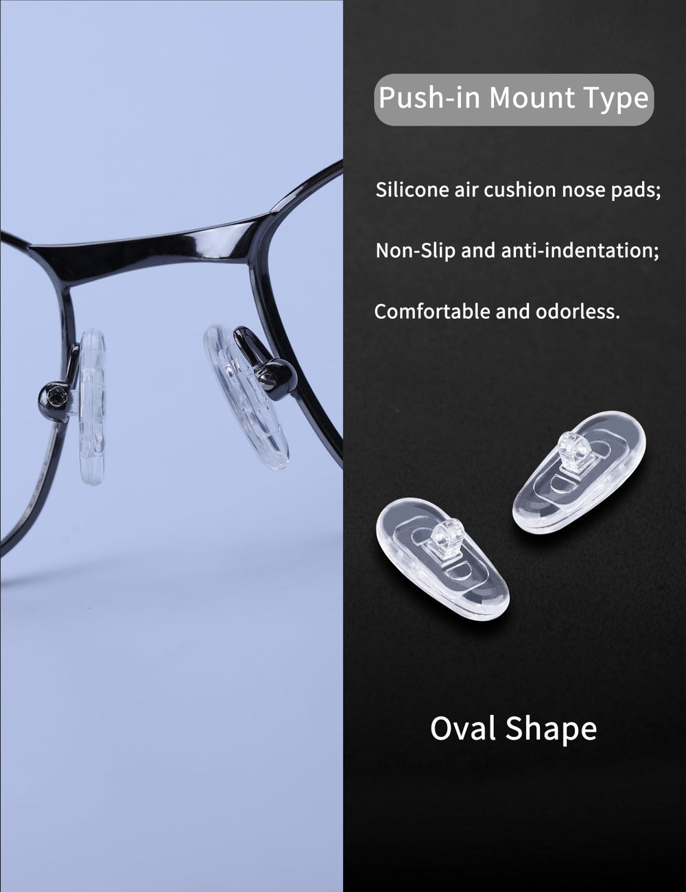 Anti-slip nose pads on glasses for secure fit