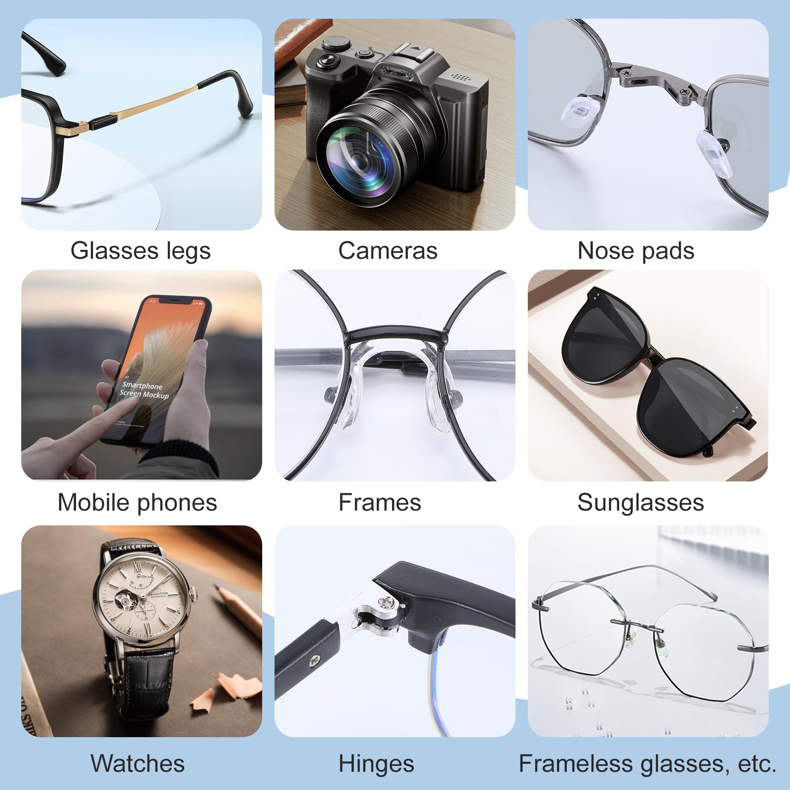 Anti-slip pads and glasses cleaning cloth