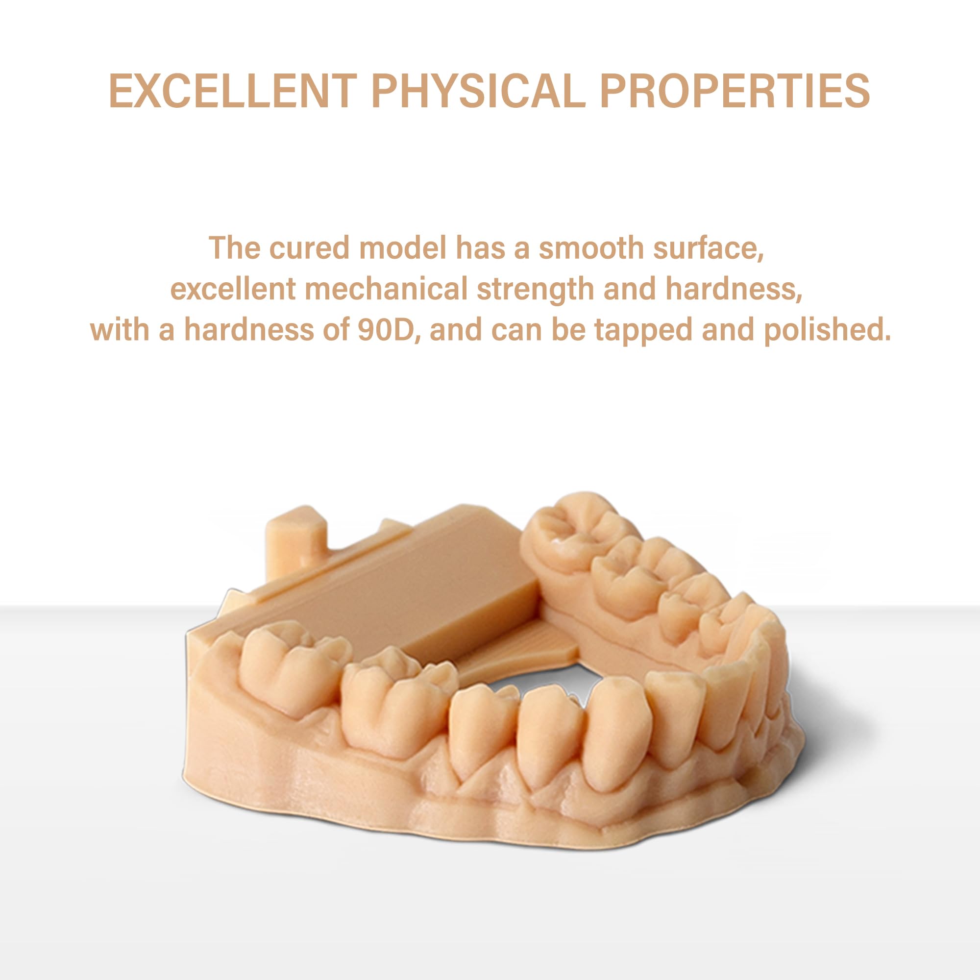 Close-up showing 90D hardness of Antinsky resin model