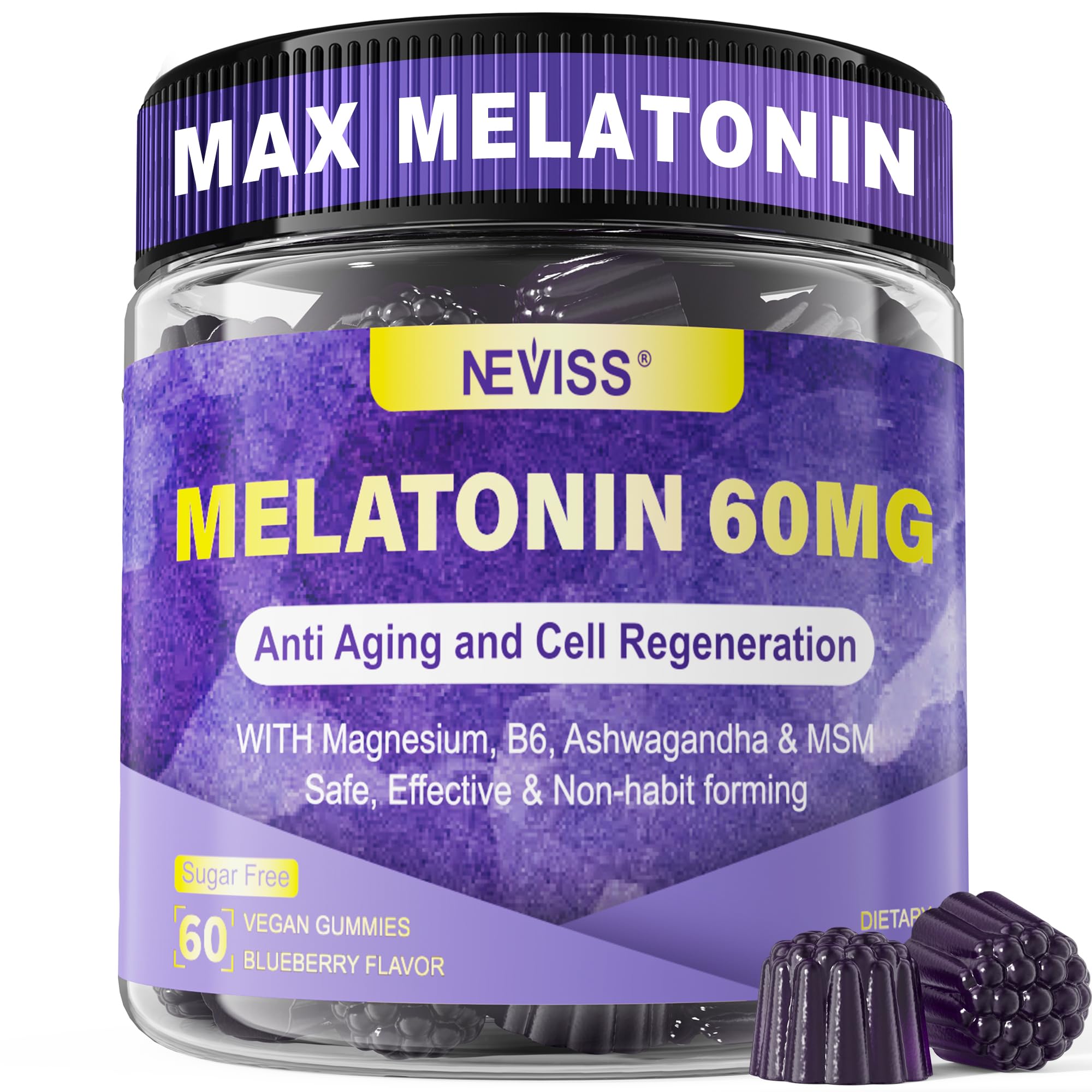 Antioxidant and brain support melatonin gummies bottle - 60 gummies