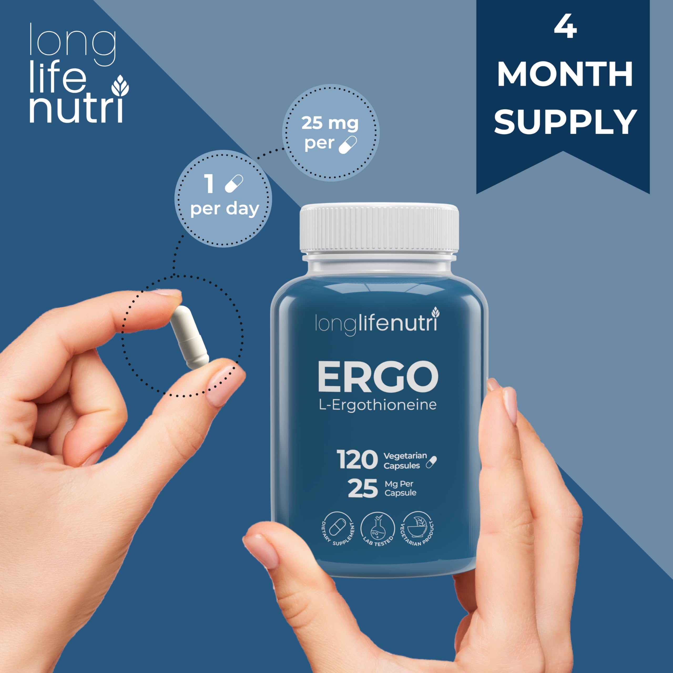 L-Ergothioneine antioxidant supplement 25mg