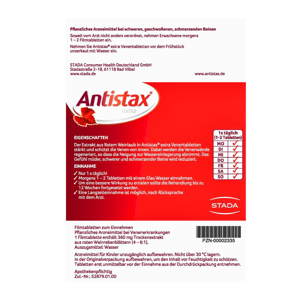 Macro view of Antistax tablet with texture detail