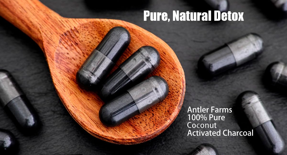 Antler Farms coconut activated charcoal bottle back label with ingredients