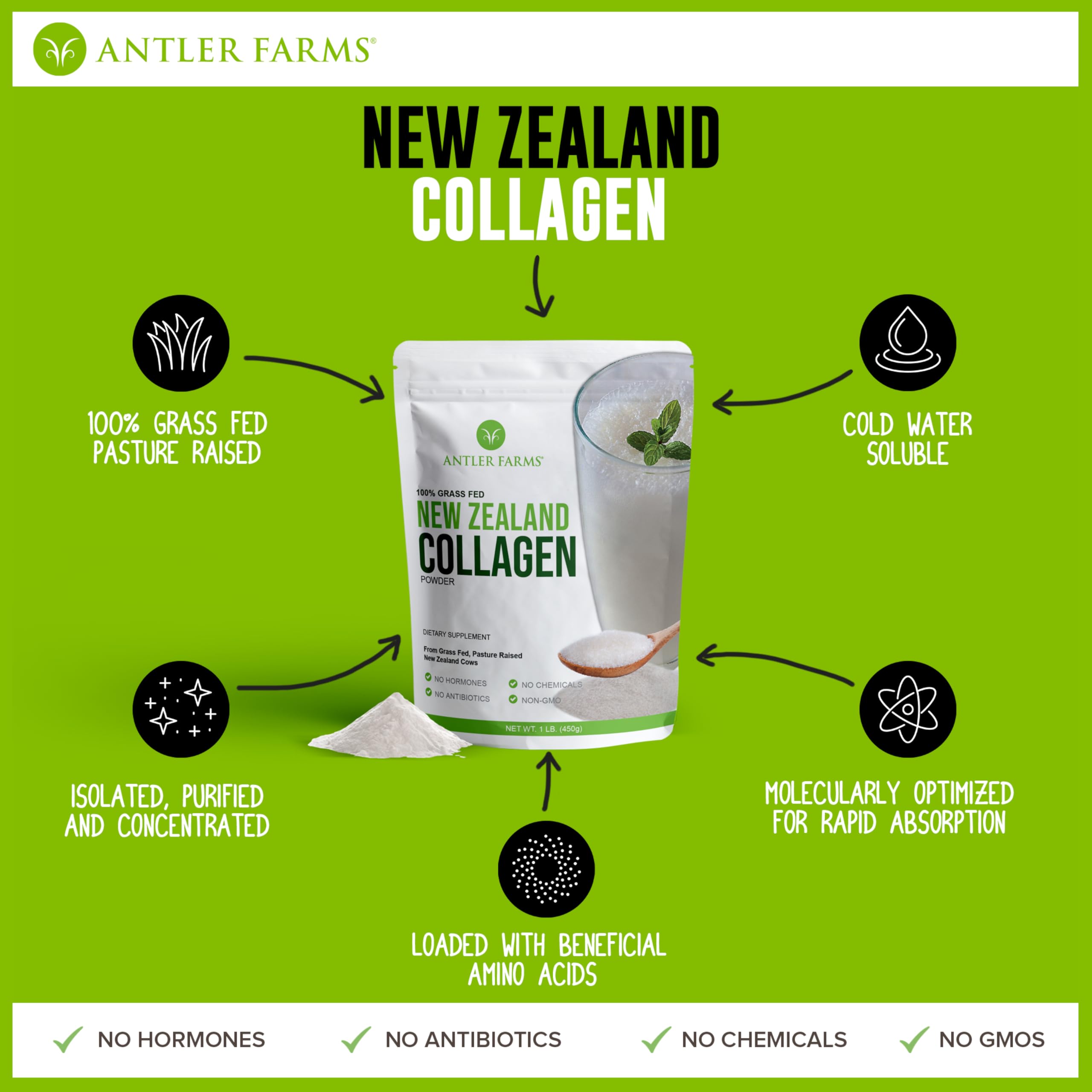 Hydrolyzed collagen peptides from Antler Farms