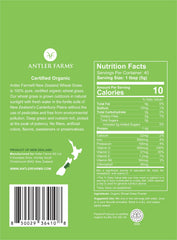 Close-up of vibrant green wheatgrass powder texture