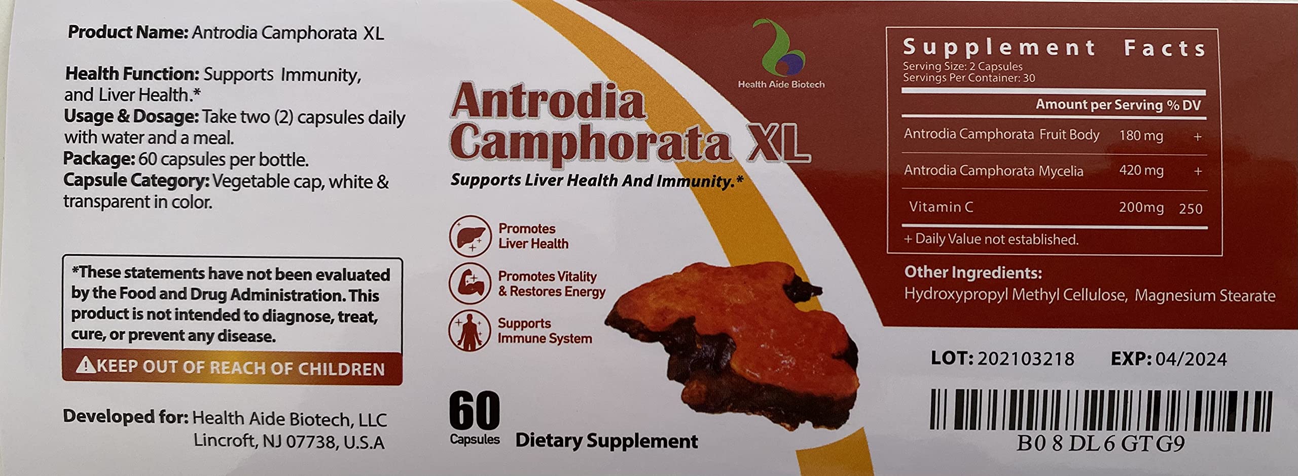 Fruiting body and mycelia components of Antrodia Camphorata XL