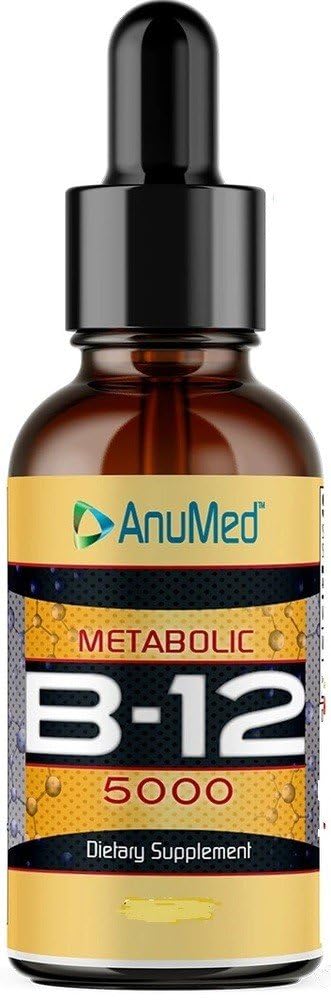 ANUMED B12 5000 mcg Liquid Sublingual Drops with B-Complex (Methylcobalamin) 2 oz bottle
