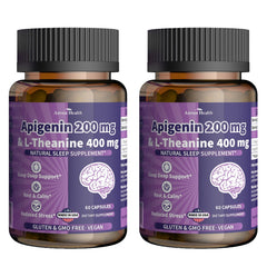 Front view of Anven Health sleep support capsules showing 400mg L-Theanine and 200mg Apigenin