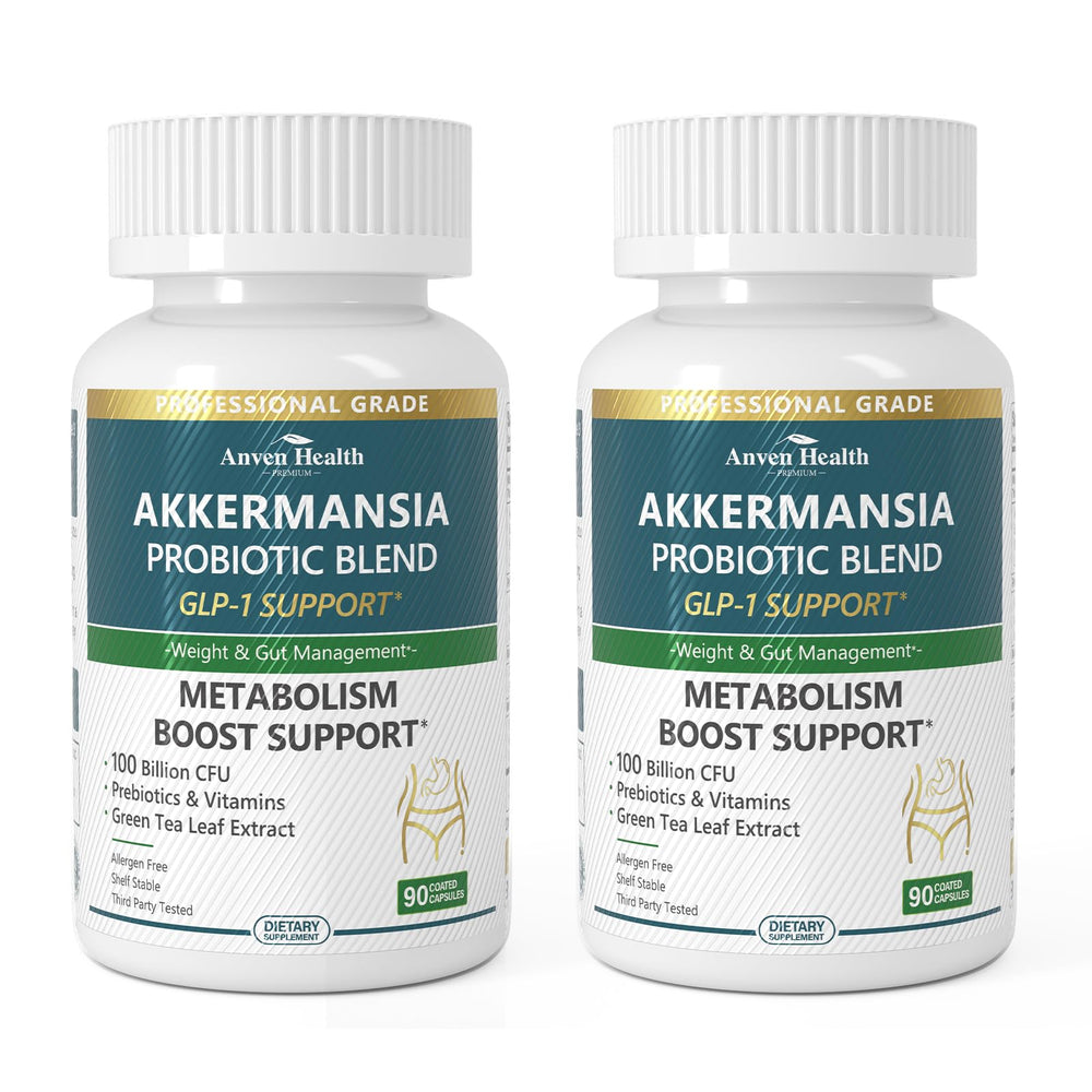 Anven AKK Probiotics bottle highlighting 100 Billion CFU and Akkermansia