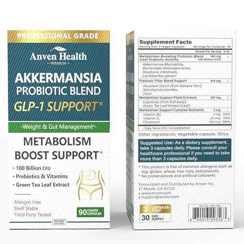 Close-up of Anven AKK Probiotics bottle on a white background