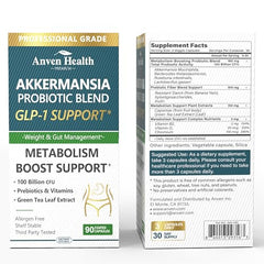 Close-up of Anven AKK Probiotics bottle on a white background