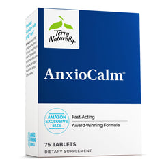 Terry Naturally AnxioCalm bottle showing 75 tablets