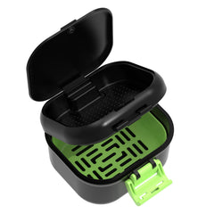 ANYLEY leak-proof denture case in black and light green