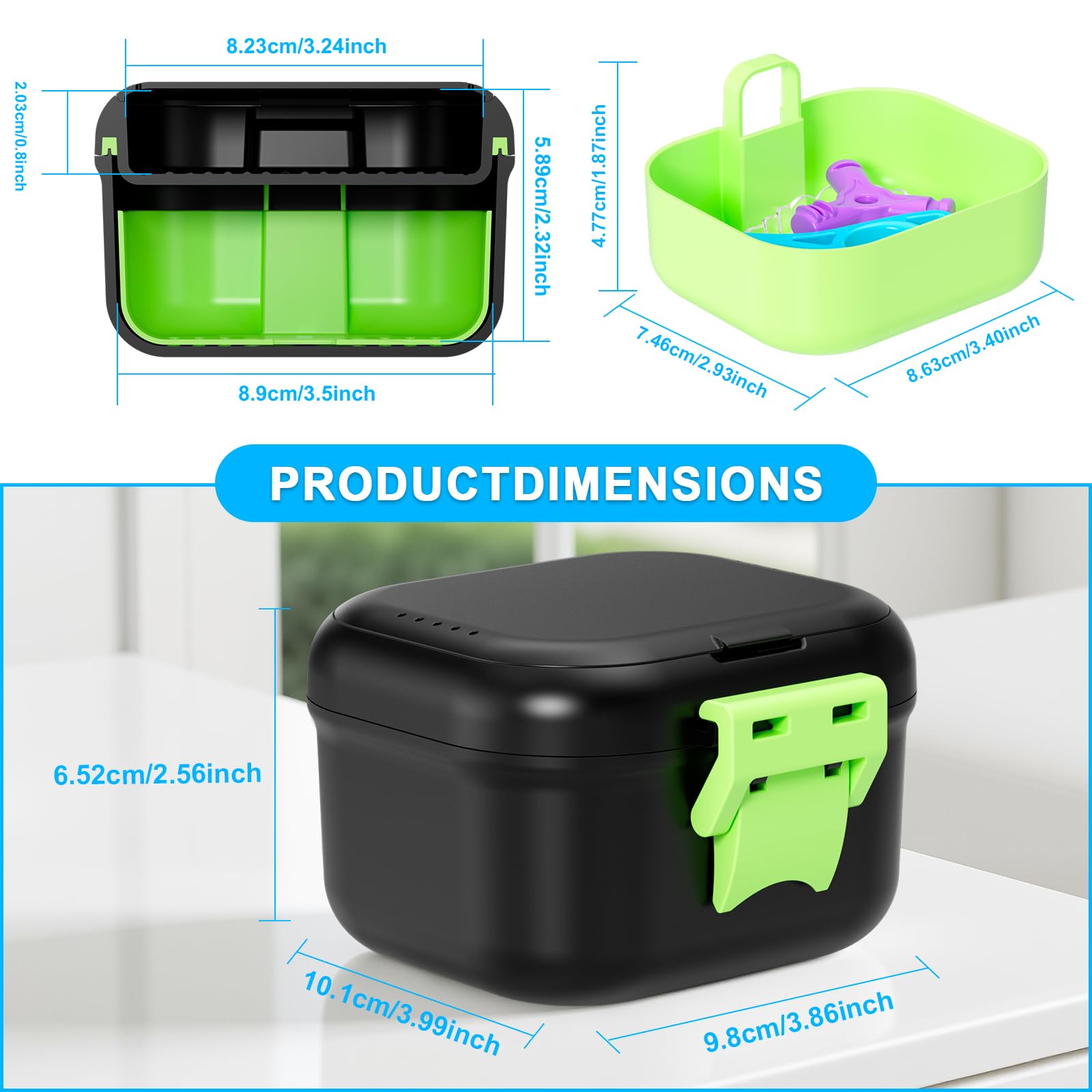 Leak-proof silicone seal detail on denture case