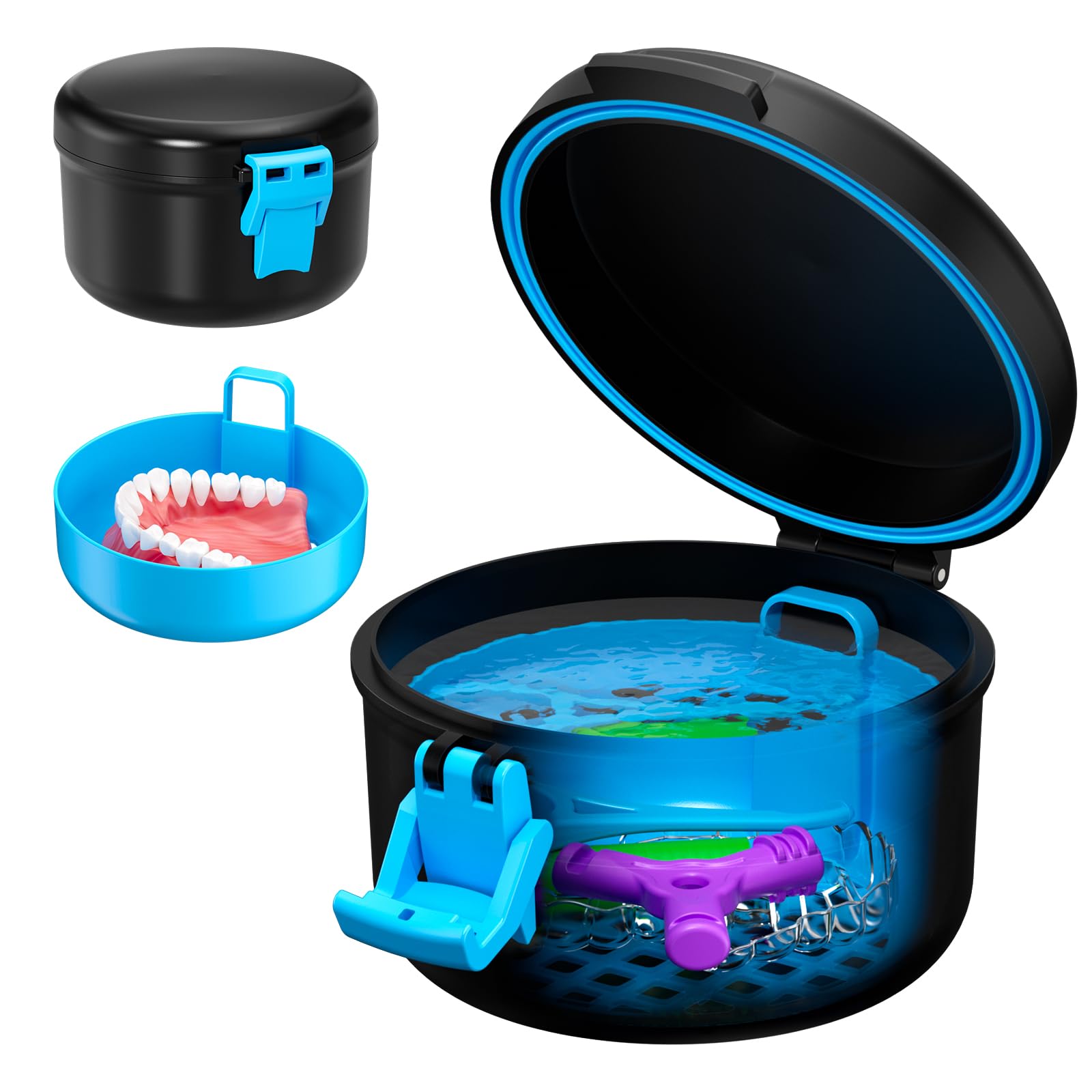 ANYLEY Denture Case - leak-proof travel cup front view