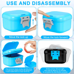 Lid with secure lock on denture case