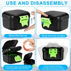 Large 250ml liquid capacity denture cleaning container