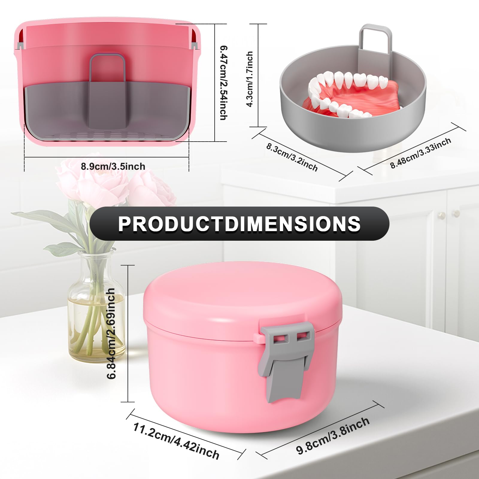 Close-up of the leak-proof silicone seal on the denture case