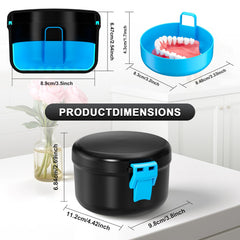 Closed denture case showing leak-proof design