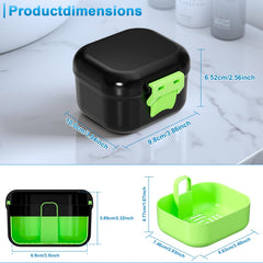 ANYLEY leak-proof denture bath cup - side view showing leak-proof seal