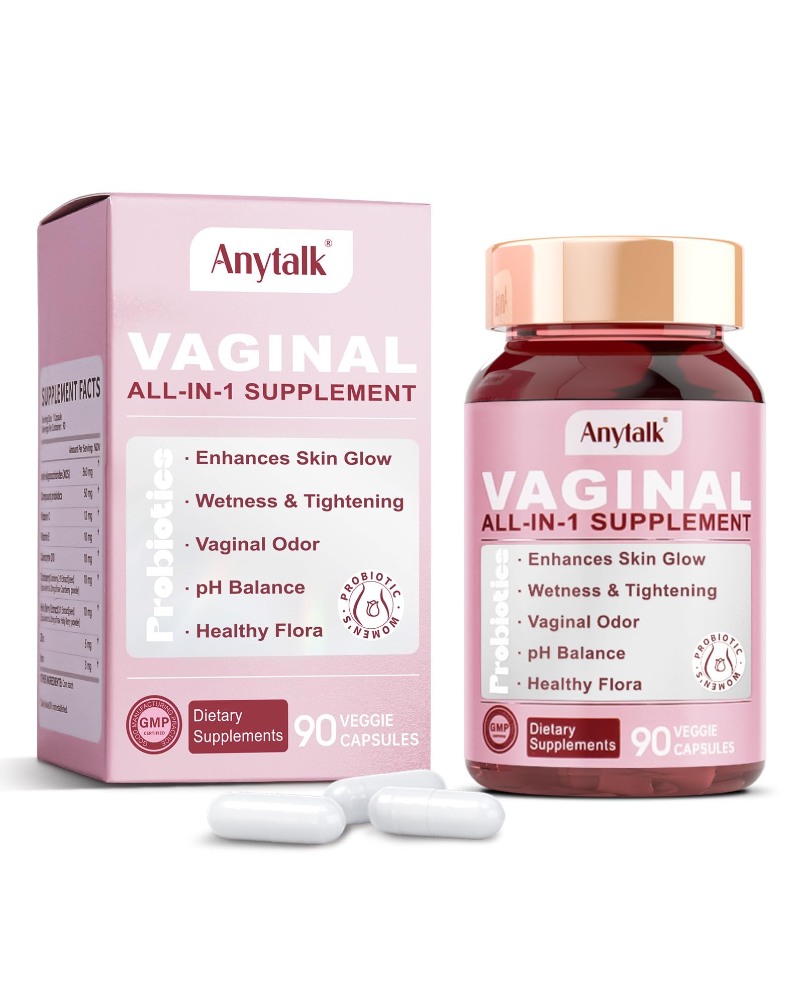 ANYTALK Vaginal Probiotics bottle – 90 count