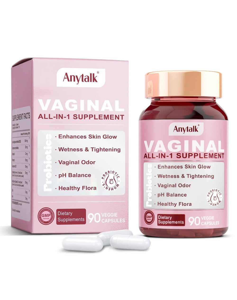 ANYTALK Vaginal Probiotics bottle – 90 count
