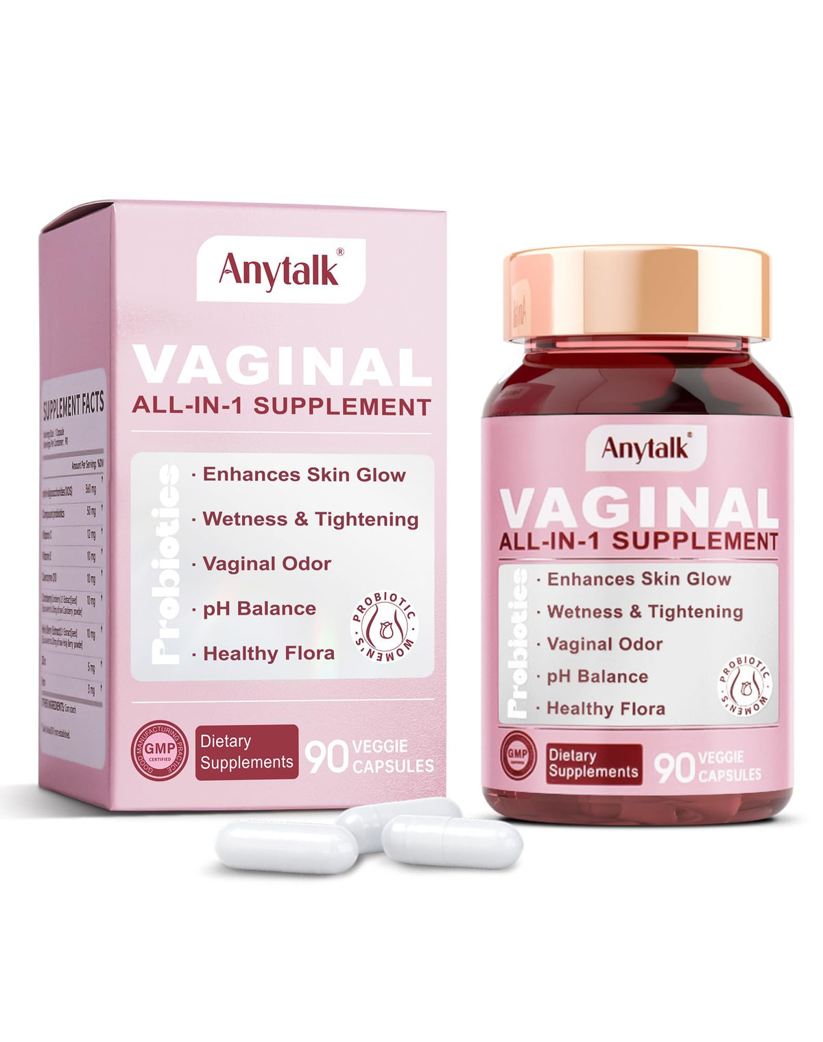 ANYTALK Vaginal Probiotics bottle – 90 count
