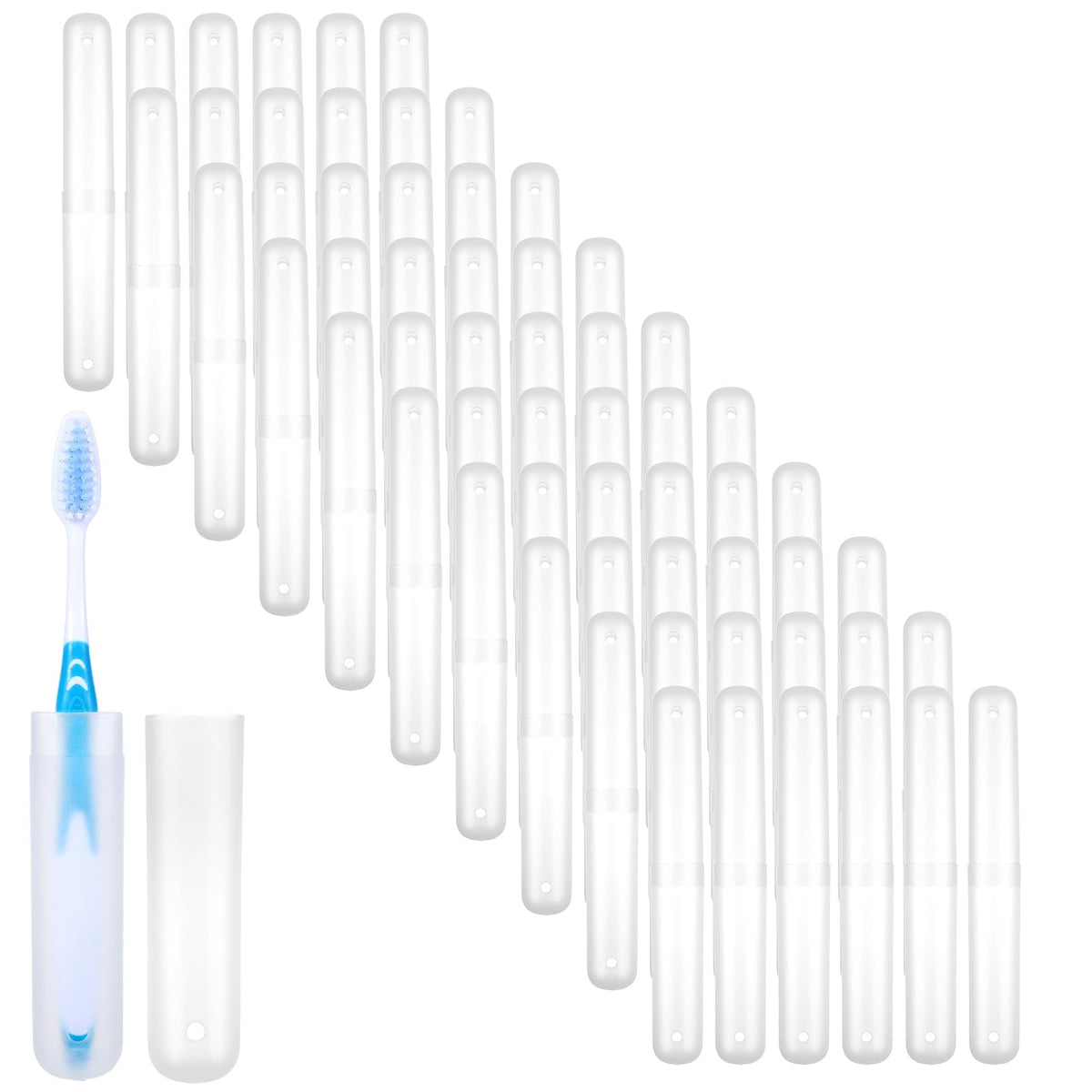 AojSup 60-pack plastic toothbrush holders bulk in white PP with ventilation holes