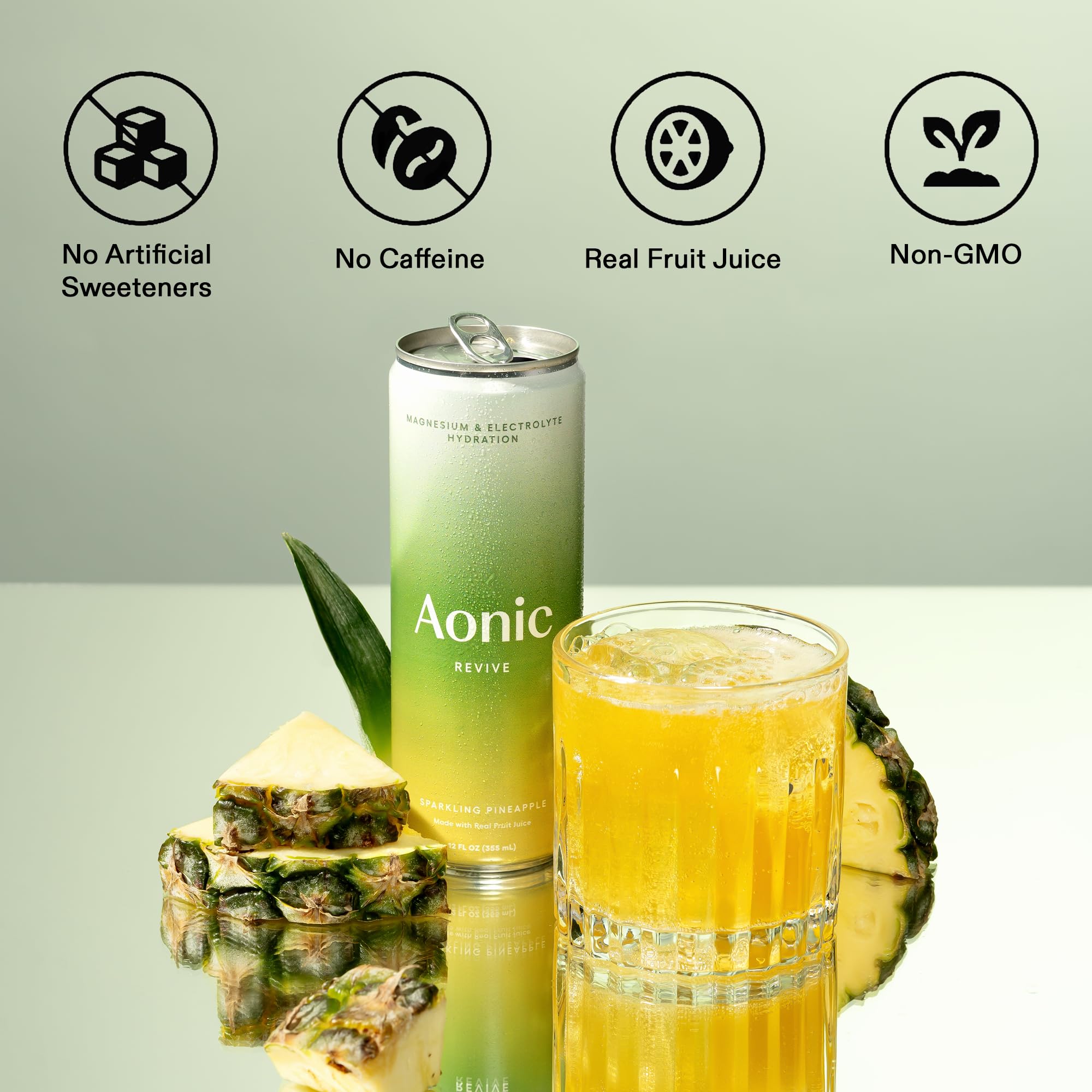 AONIC Revive no artificial sweeteners image signaling clean hydration.