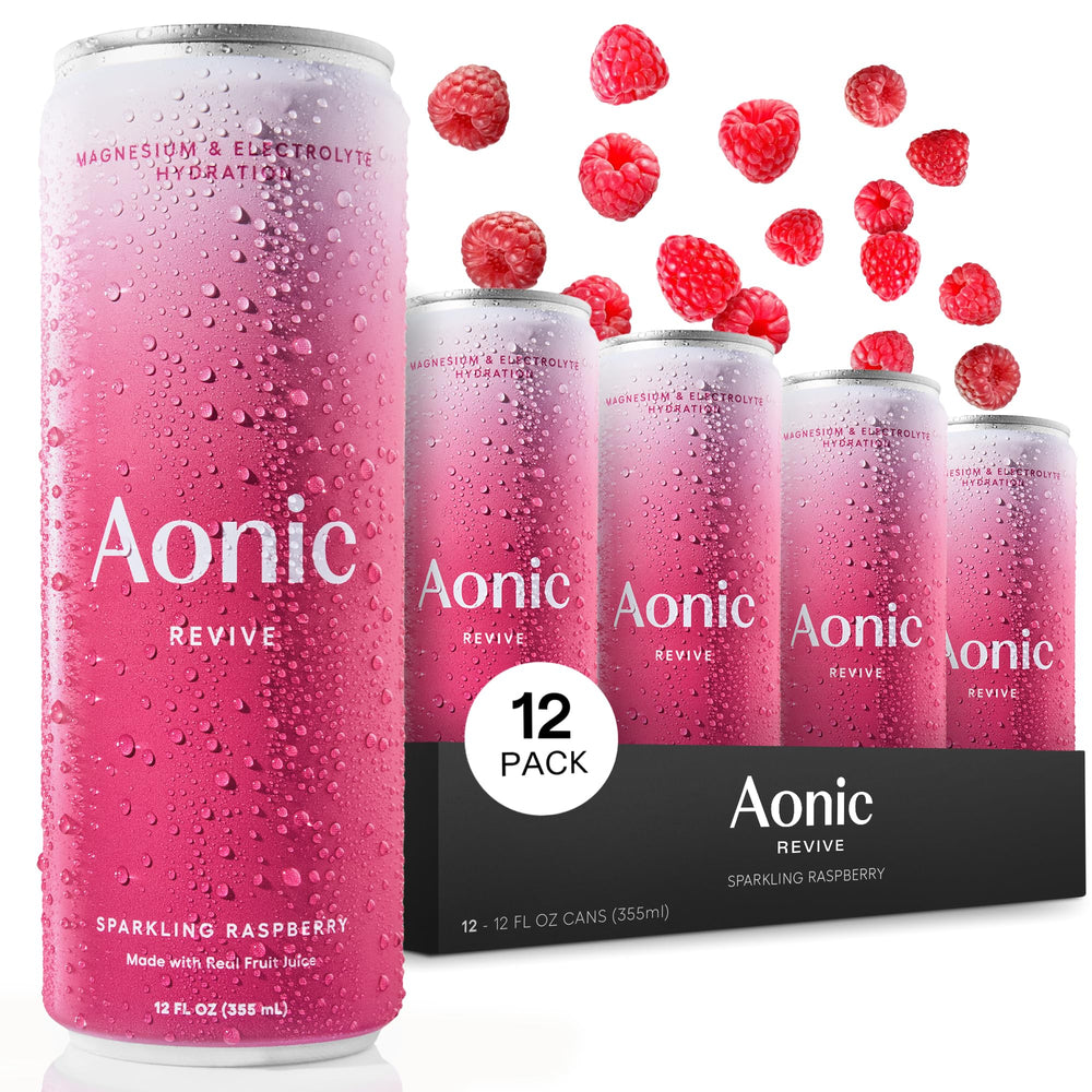 Bottle of Aonic Revive Sparkling Raspberry electrolyte drink