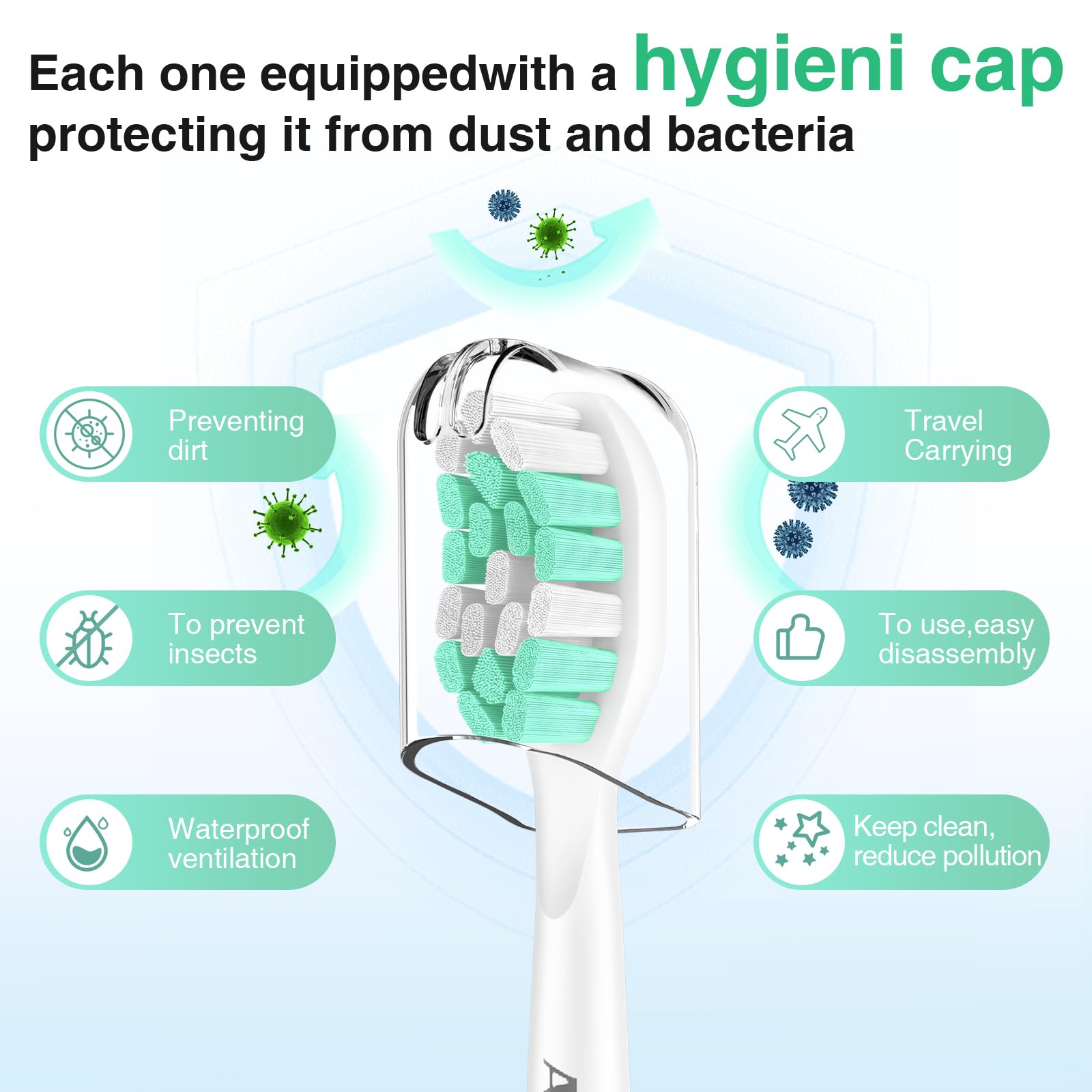 Individually vacuum-sealed hygienic packaging with dust cover