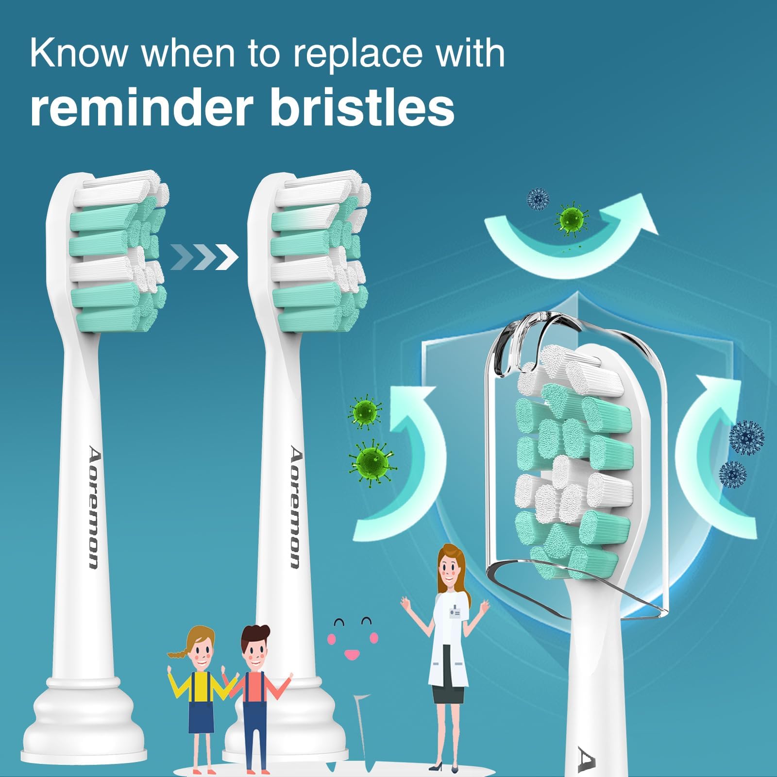 Smart color-changing bristles indicating replacement time